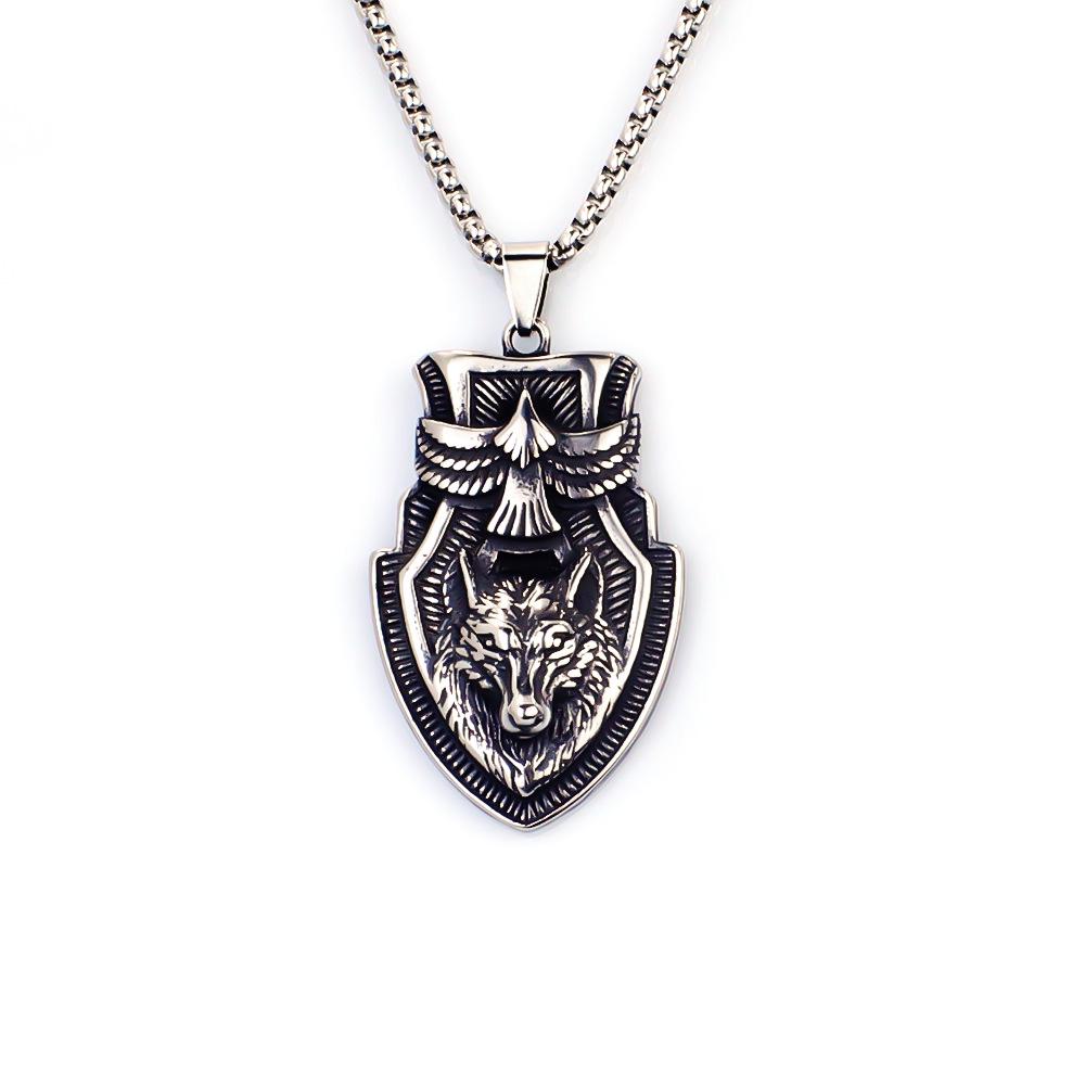 Hip Hop Chinese Dragon Embossed Round Pendant Necklace for Men and Women - Titanium Stainless Steel.
