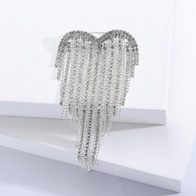 Trendy Shiny Tassel Love Brooches For Women Heart Pin Party Casual Lapel Suit Pins Gift Luxurious Tassel Brooches Jewelry