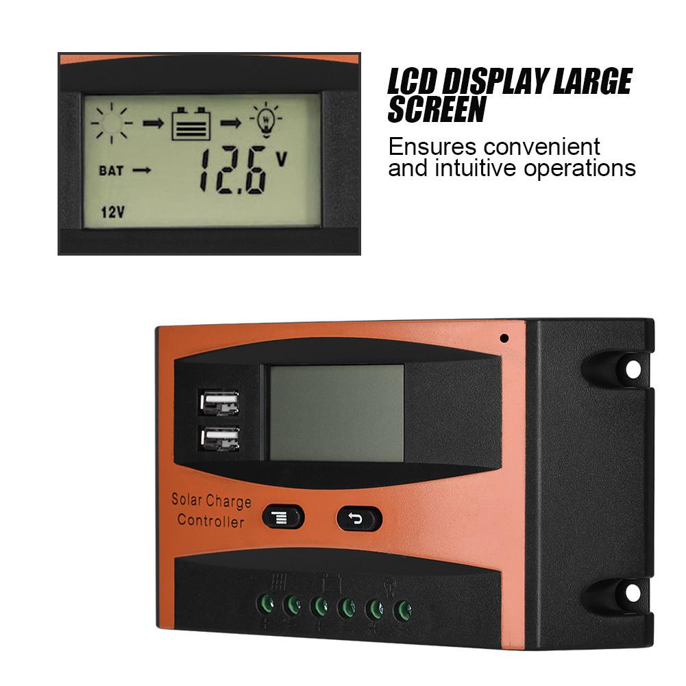 30A 50V Dual USB LCD Pantalla Inteligente PWM Panel Solar Controlador de Carga IP32 Impermeable