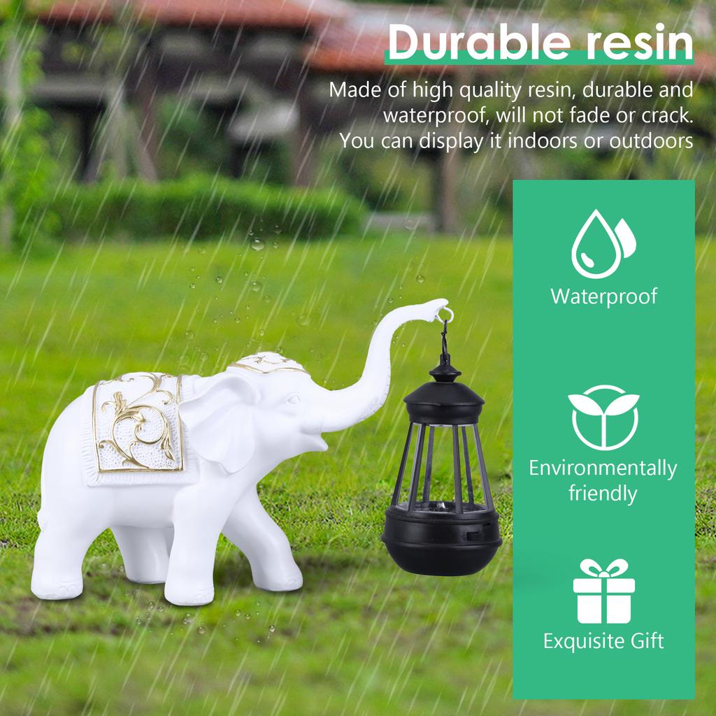 Solar Elephant Hanging Lantern Crafts Resin Garden Lantern Animal Sculpture Ornaments Waterproof Home Decor for Lawn Courtyard