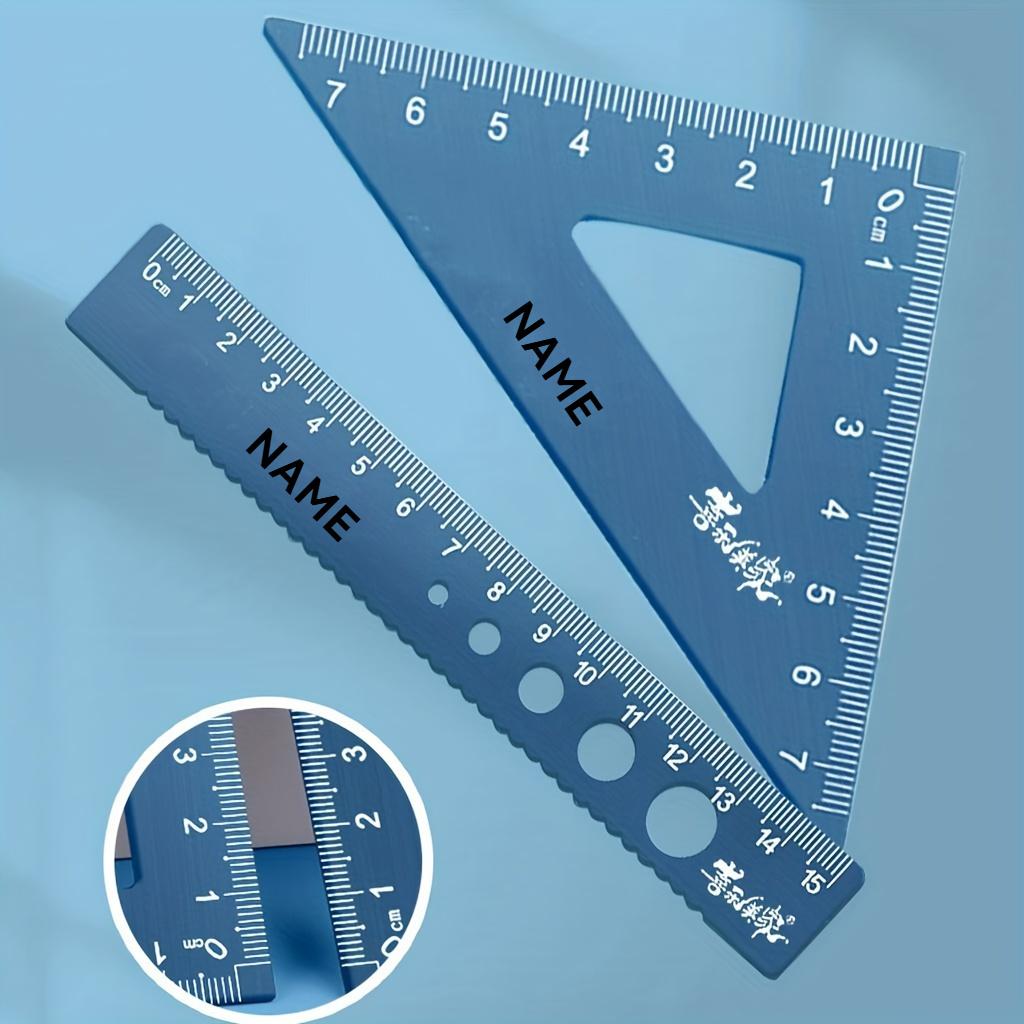 4pcs Customizable Metal Drawing Set with Storage Box, Student Measuring Ruler Kit, Multifunctional Set