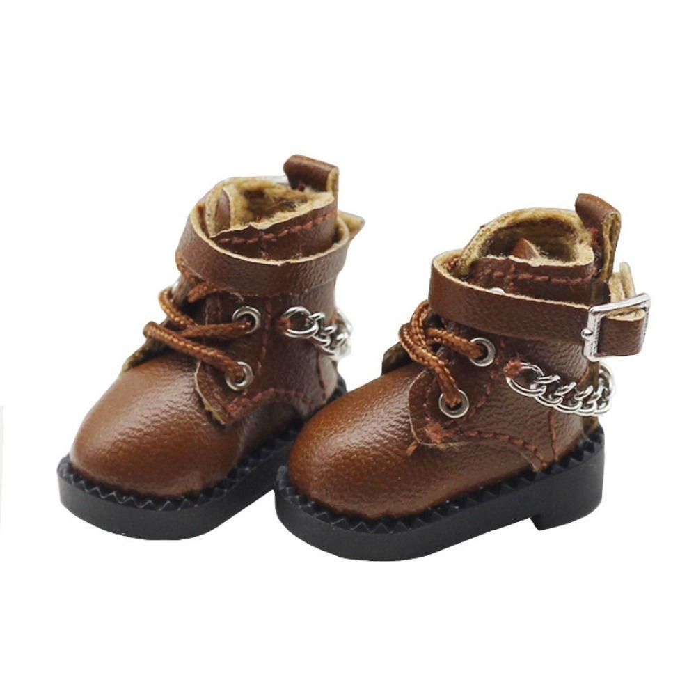 1 Pair Mini OB11 Doll Shoes Chain Boots 1/12 Bjd Doll Shoes Cute Bjd Doll Chain Shoes  Kids Gifts