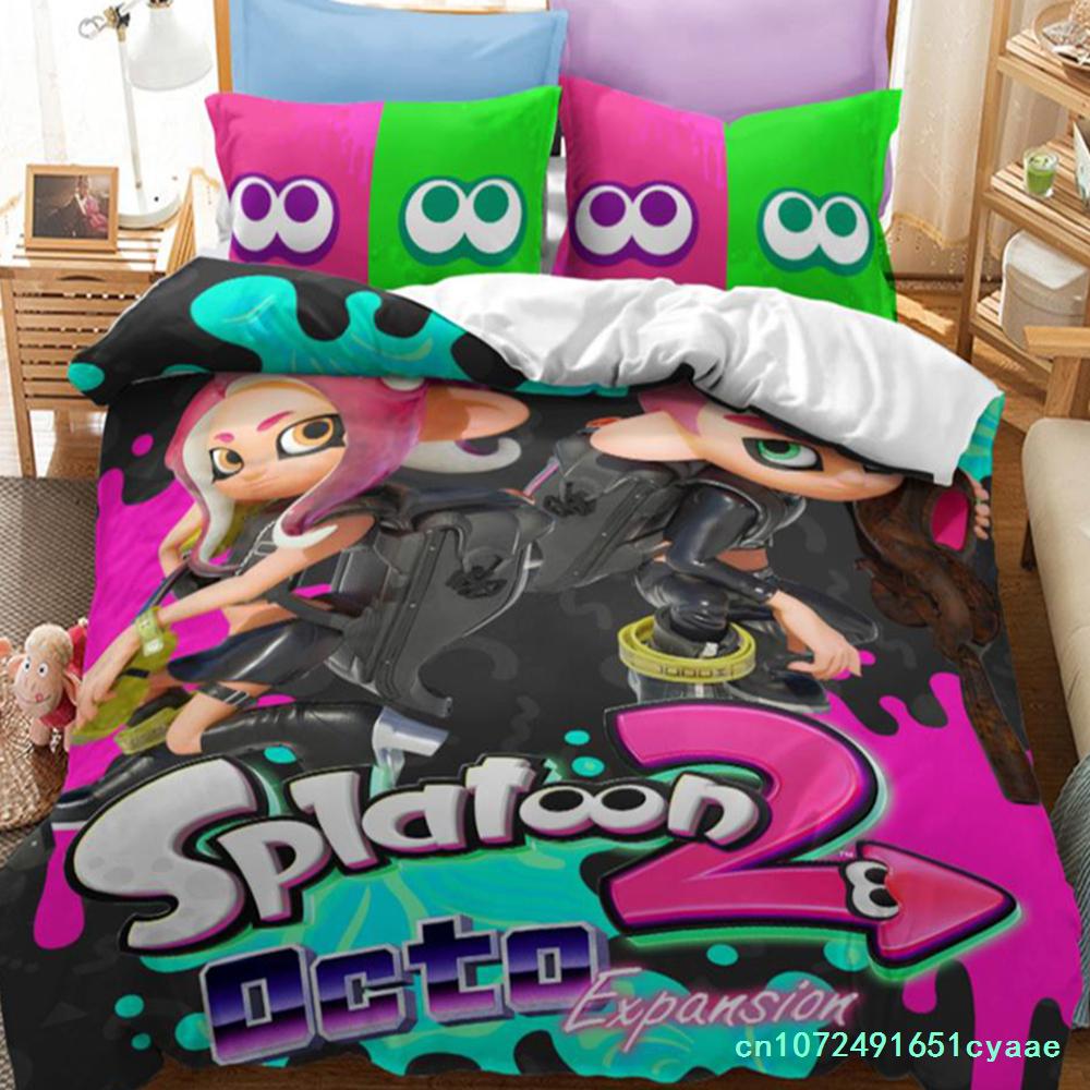 Popular Splatoon 2 Game Printed Bedding Set 3d Cartoon Duvet Cover Set Pillow Case Twin Full Queen King Size Bed Linen Bed Sets