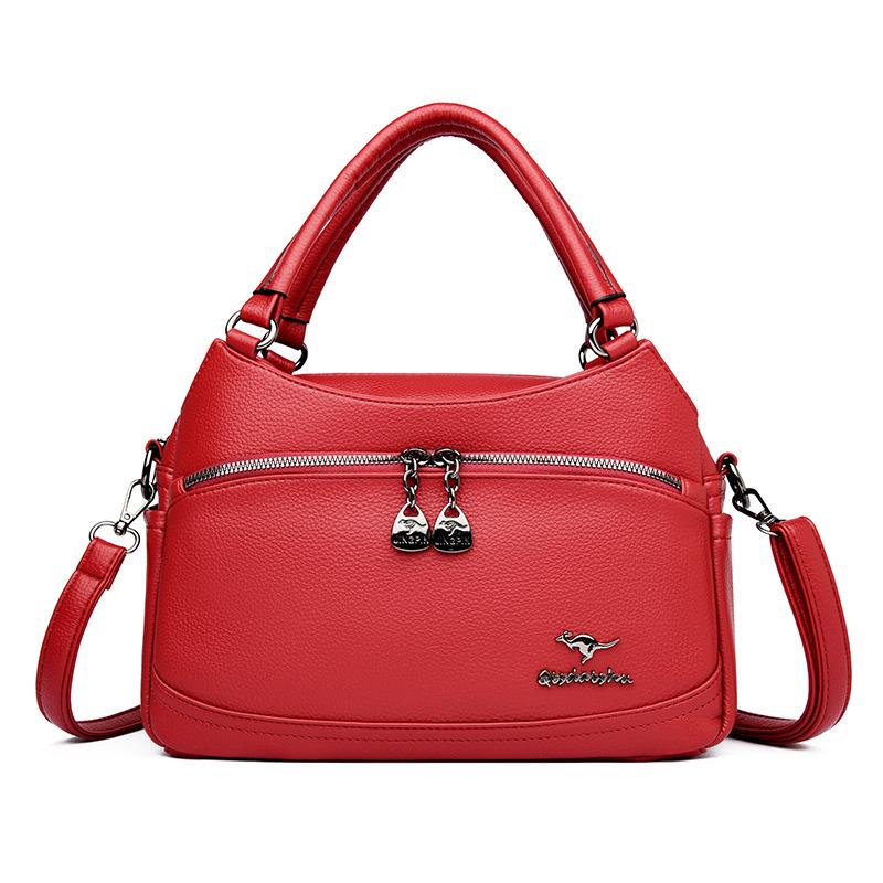 Middle-aged mother-in-law and women's bag 2025 new women's soft leather mother bag temperament broadband shoulder casual versatile messenger bag