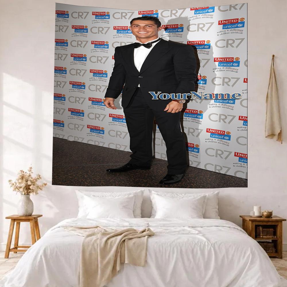 Cristiano Ronaldo Custom Your Name Wall Decor Tapestry Art For Pet Memorial Birthdaywedding Party Backdrop Family Gift