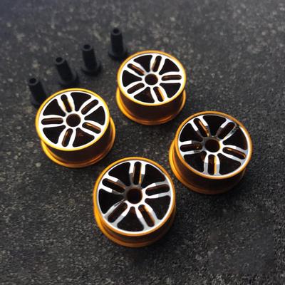 Mini 4WD Aluminum Wheel Set of 4 Twin Spoke (20.5mm Diameter) (Orange)
