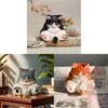 Wooden Craft Cat Figurine Handcrafted Art Gift For Graduation And Party Events