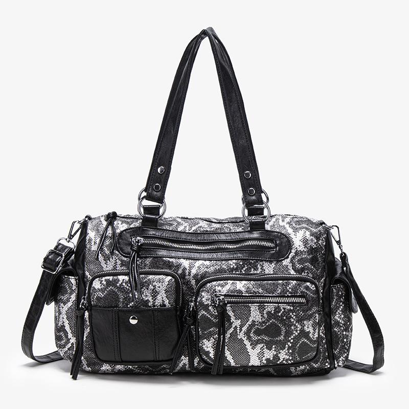 Commuter large-capacity messenger bag, high-end zipper handbag bag, fashionable one-shoulder washed women's tote bag.