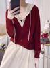 2024 Chic Layered Hooded Knitwear: Women's Two-Piece Color Block Sweater