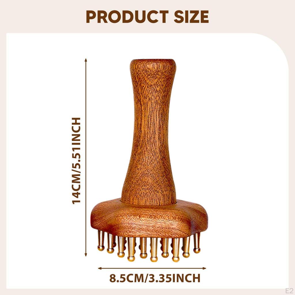 Wooden Massage Comb 24 Brass Tooth Gift Portable Home Office Compact Meridians Tool Head Scalp Gua