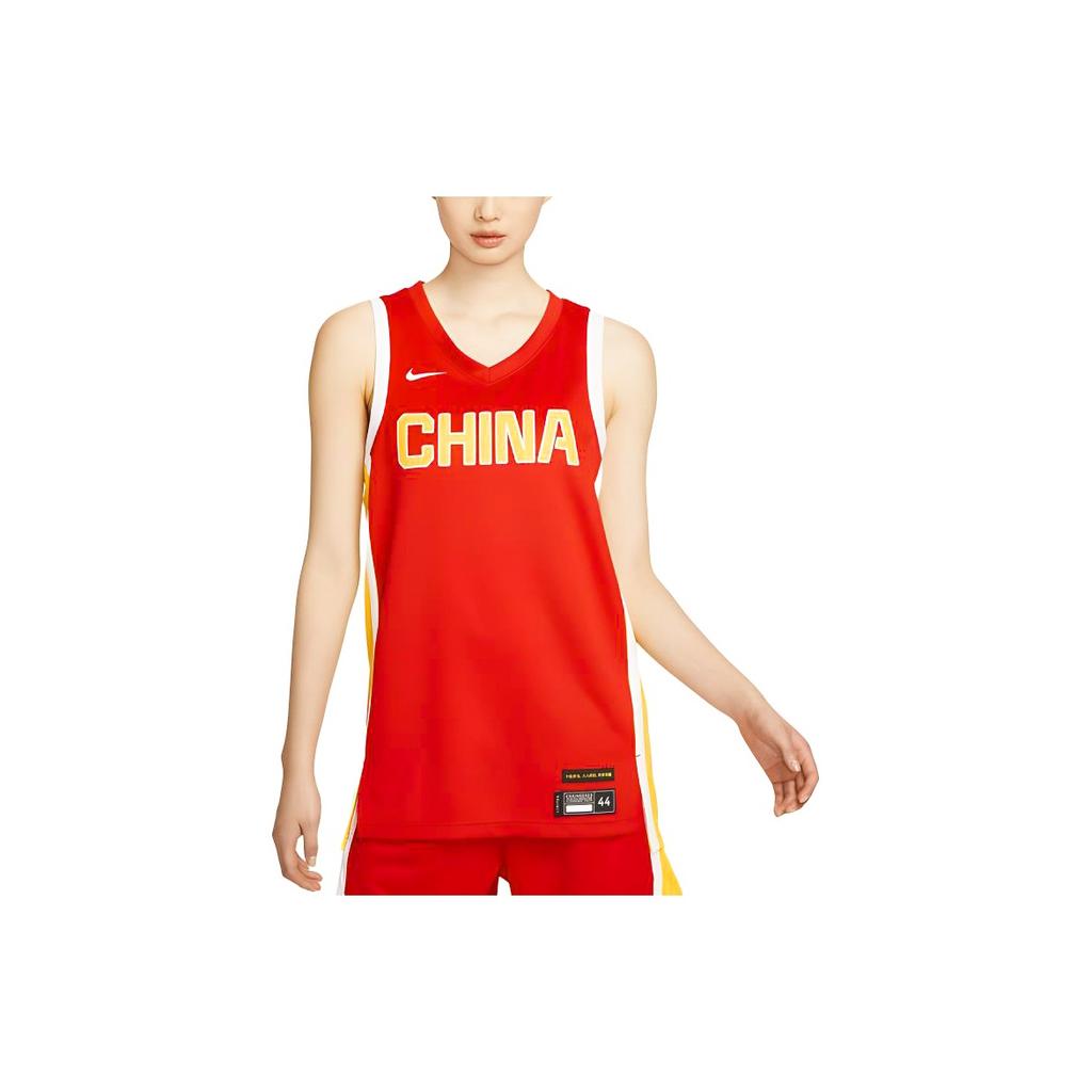 Nike China Womens Basketball Team Olympic Series Dri-FIT Comfortable Quick-Dry Color Block Letter Print Sleeveless Basketball Jersey FQ0451637