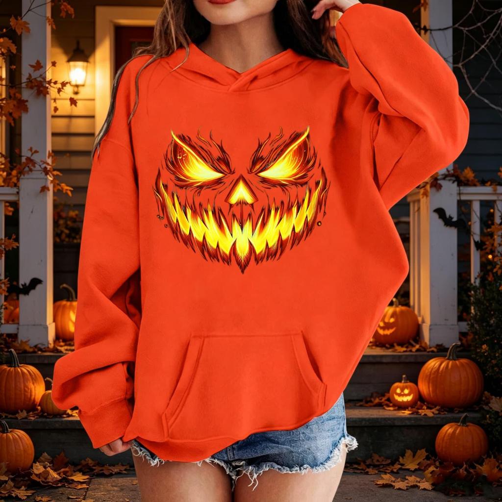 Kinder Halloween Kapuzenpullover mit Aufdruck Lässiger lockerer Pullover für Jungen Mädchen Party und Alltag