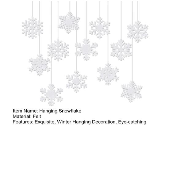 12 Pcs Felt Snowflake Christmas Ornaments White Snowflake Hanging Decoration for Winter Tree Mantel Wall Home Party Decor