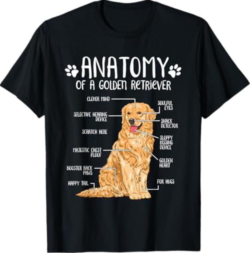 Funny Anatomy Golden Retriever Dog Lover T-Shirt