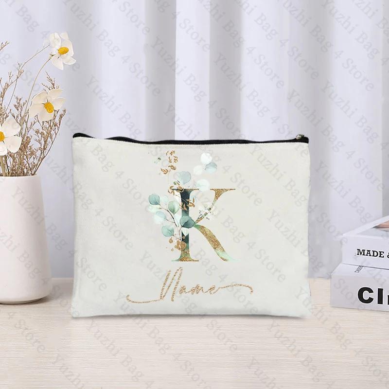 26 Letters Flowers Custom Printed Makeup Bag Bridesmaid Wedding Makeup Box Gift Organizer Travel Perfume Toilet Side Bag