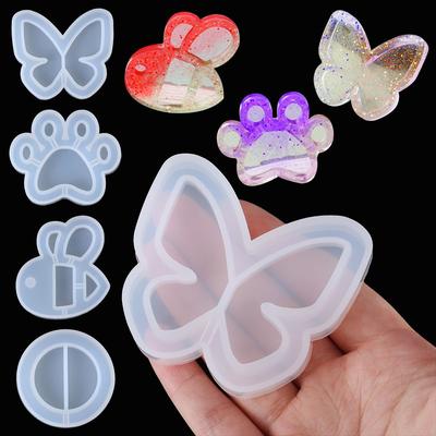 Butterfly Shaker Molds Crystal UV Epoxy Resin Mold Key Chain Pendant Hanging Tags Cat Paw Quicksand Silicone Mould UV Epoxy