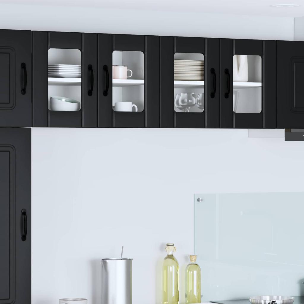Wall Mounted Glass Cabinet LUCCA Black 60 X 31 X 40 Cm Particleboard
