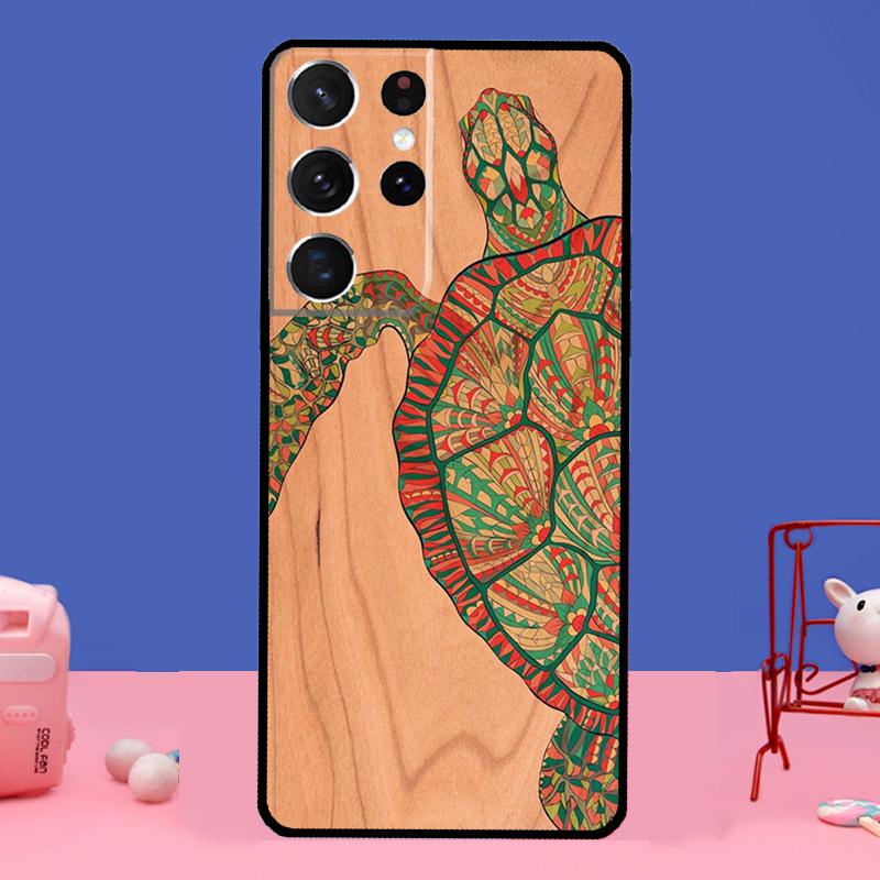 

Чехол для телефона с рисунком черепахи из дерева для Samsung Galaxy S22 Ultra S8 S9 S10 Plus Note 20 Ultra S20 FE S21 Ultra Note 20 Ultra
