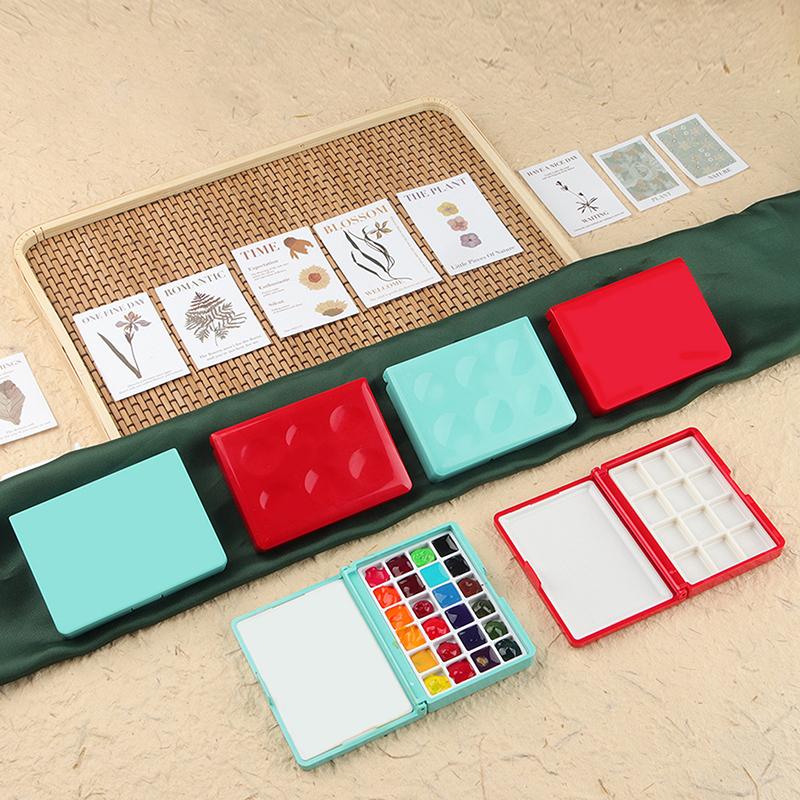 Seamiart Tragbarer Multifunktions-Malkasten aus Kunststoff, leere Aquarellpalette, Unterpaket für Aquarellfarben, Öl-, Acryl- und Gouachefarben