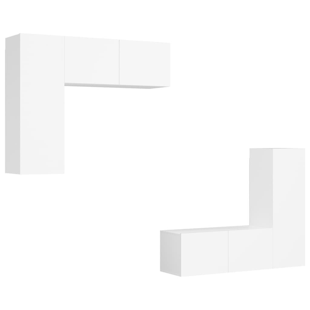 4 piece TV cabinet set white particleboard