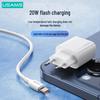 USAMS 20W PD Fast Charger Head with PD Cable for Apple 15, 9V/2.2A, European Standard