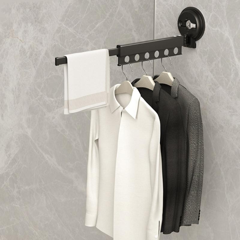 Wall Mounted Clothes Drying Rack Laundry Drying Rack for Laundry Space Saver Clothes Rack Retractable Dryer Racks Black