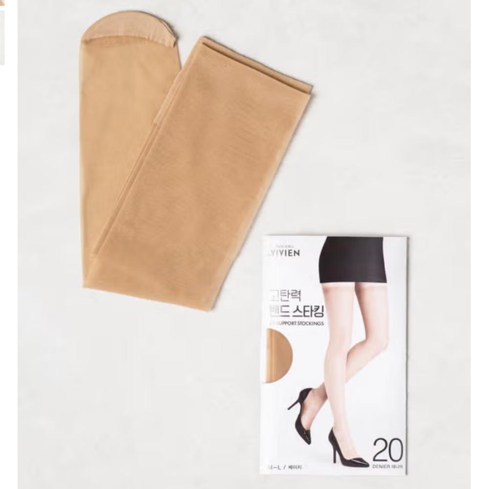 Vivien Pandora Band Stockings Apricot Color 4 Pieces