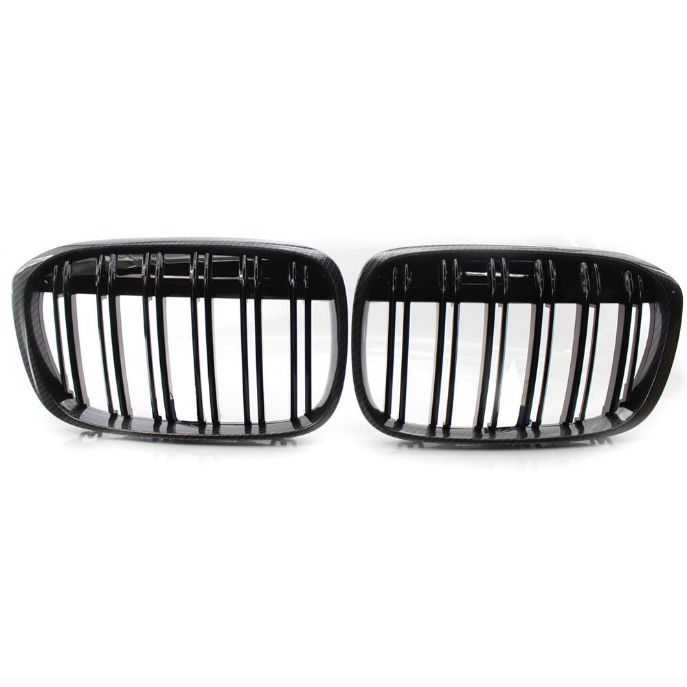 Gloss Black Front Bumper Kidney Grill Grilles For BMW X1 F48 F49 2016 2017 2018 2019 2020 XDrive Double Line M Style