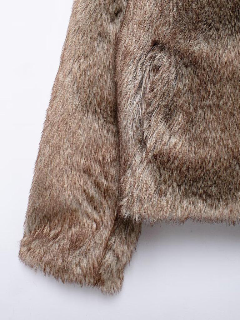 2024 Autumn Women's Vintage Faux Fur Coat In European & American Fashion