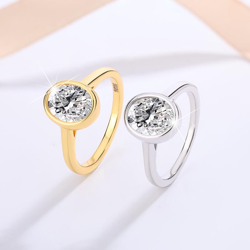 S925 Sterling Silver Moissanite Ring for Women, Irregular Egg Shape, High-End Design