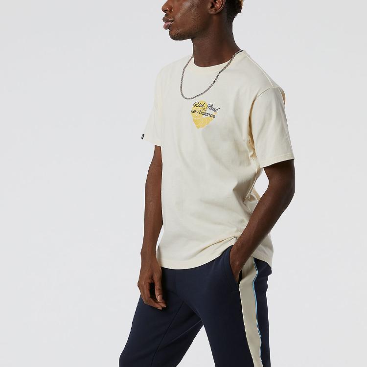 New Balance New Balance X Rich Paul T Shirts Men's Ecru Crew Neck Moderate Straight Fit MT13923-MCU