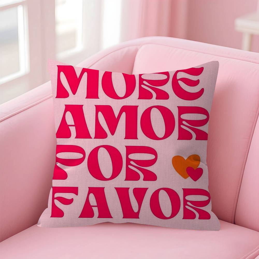 Nordic More Amor Por Favor Colorful Eclectic Pink Love Personalized Picture Text Home Decorative Pillows Household Gifts 45x45cm