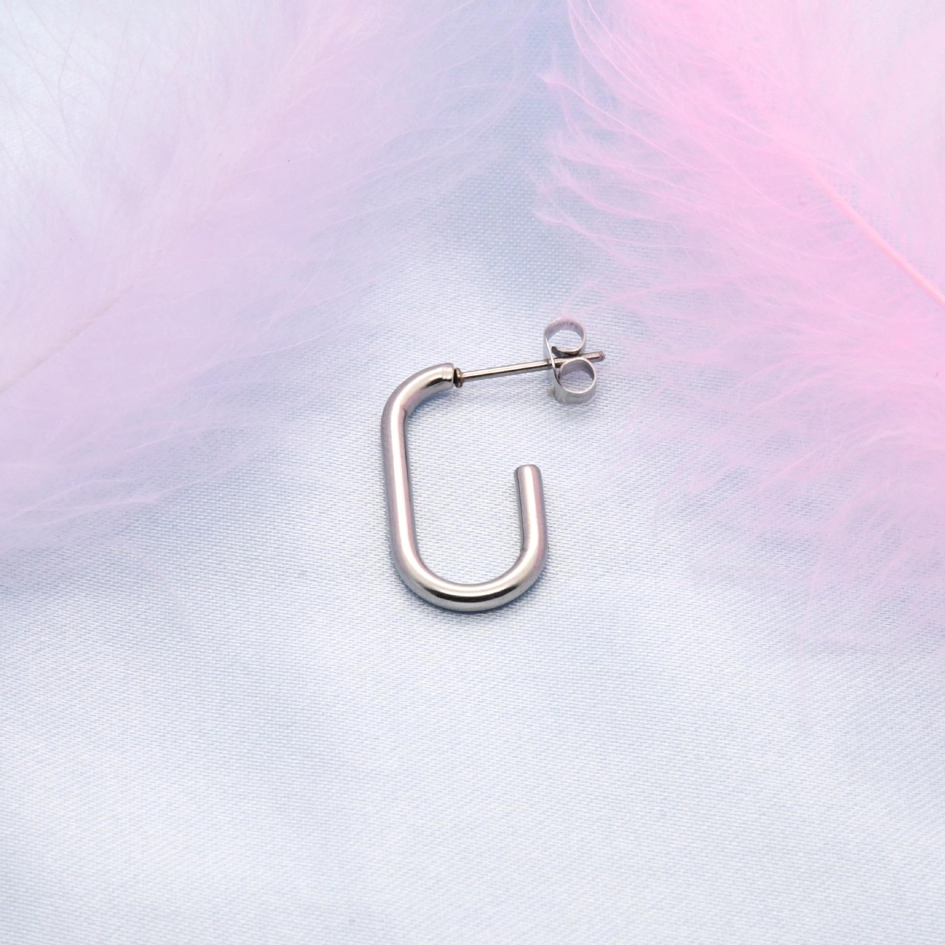 Trendy U-Shaped Stainless Steel Geometric Oval Earrings
