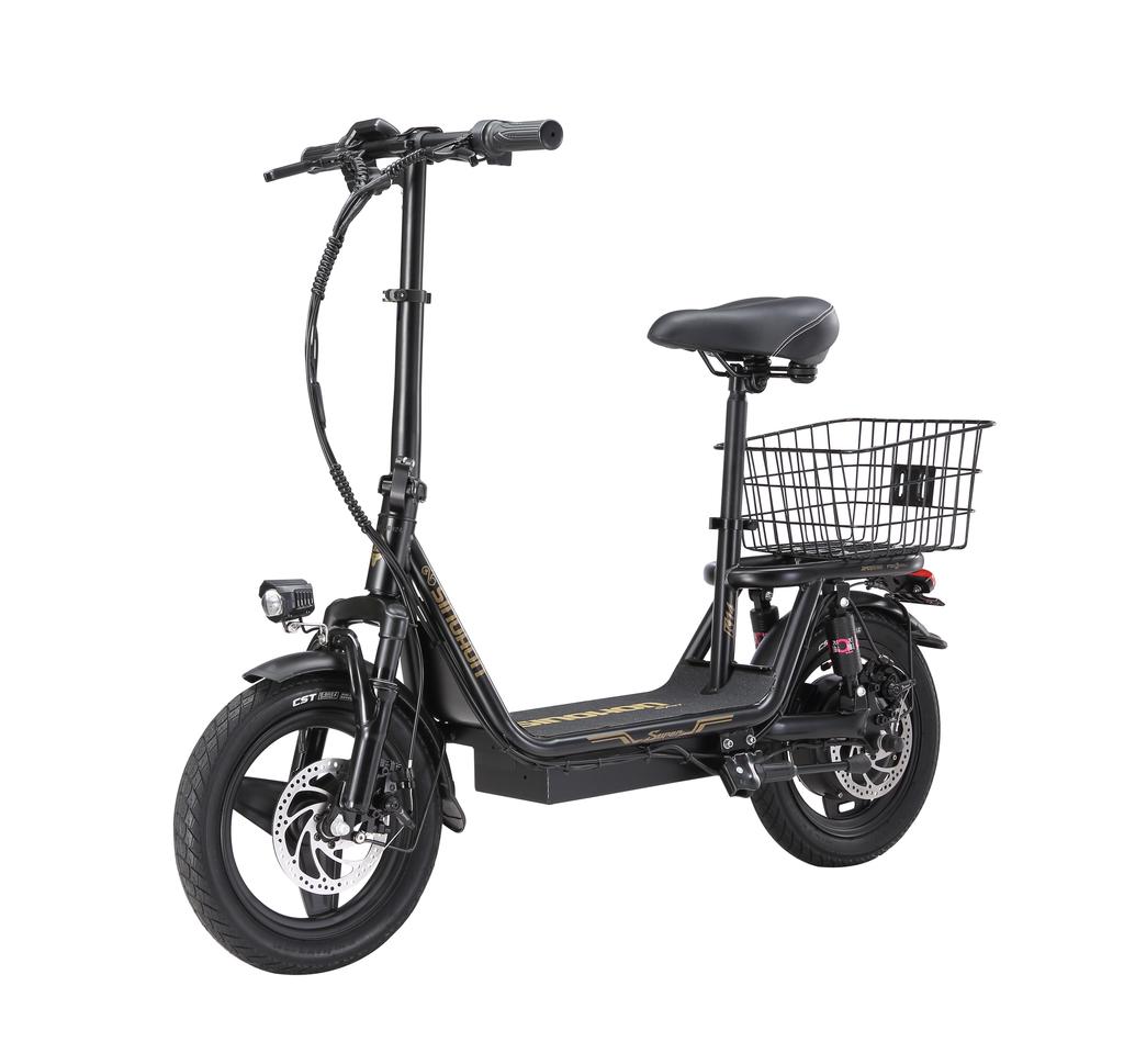 SINOHON K14 Městská skládací elektrická koloběžka se sedadlem 240W motor 36V13AH baterie 14palcové silniční pneumatiky pohodlná EScooter