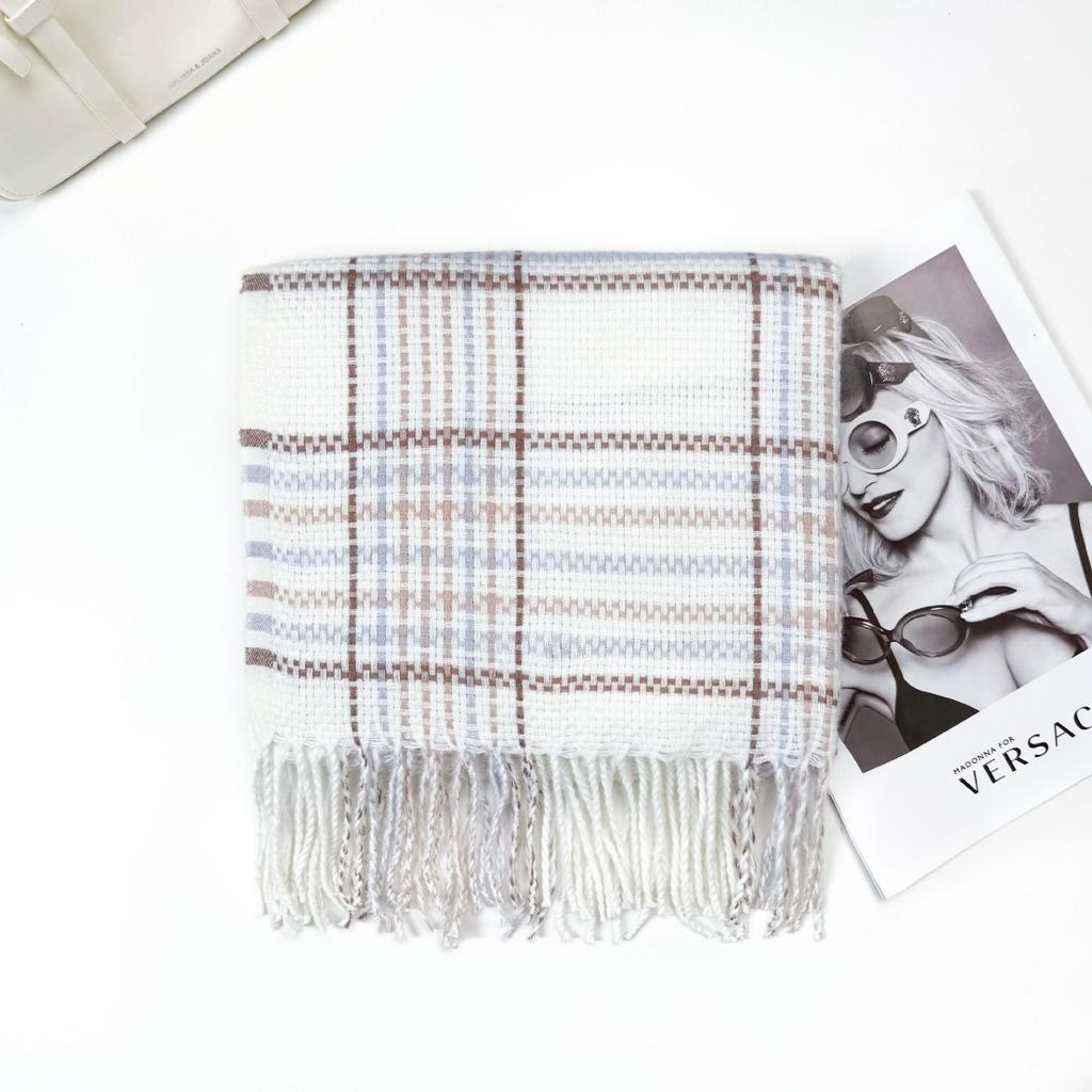 1116 New Korean plaid scarf women's winter senior sense versatile warm scarf student couple shawl dual-purpose