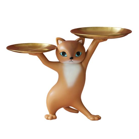 Dancing Cat Animation Resin Figure Creative Cartoon Sand Sculpture Cat Ornament for Living Room Housewarming