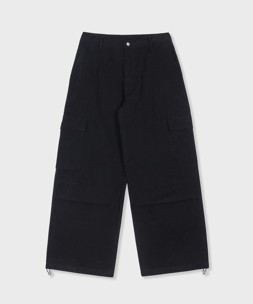 GLW Washed Pocket Parachute Cargo Pants Black