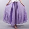 Women's Elegant High Waist Linen Maxi Skirt Summer Ladies Casual Elastic Waist 2 Layers Skirts Saia Feminina