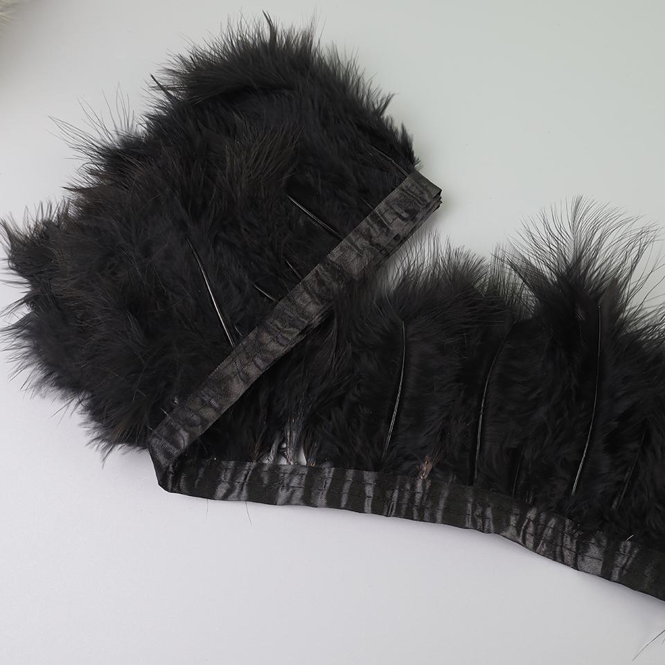 FeatherTurkey Feather Fringe 4-6inch Colorful Marabou Feather Tape for Handiwork Clothes Dress Handmade Cloth Strap Home Decoration