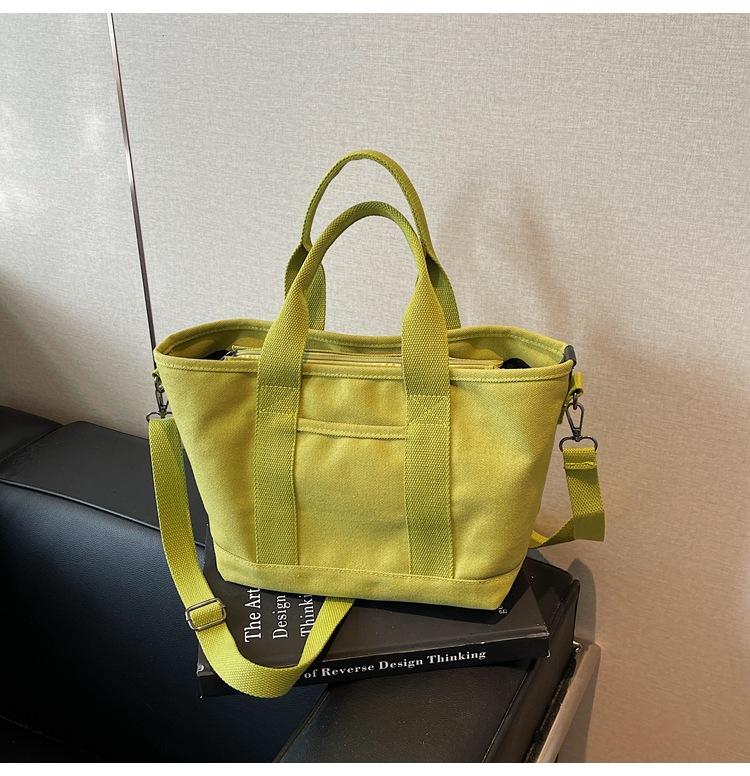 

Новая простая наплечная сумка холщовая однотонная повседневная сумка-тоут большой вместимости портативная сумка для ежедневных поездок на работу зелёный