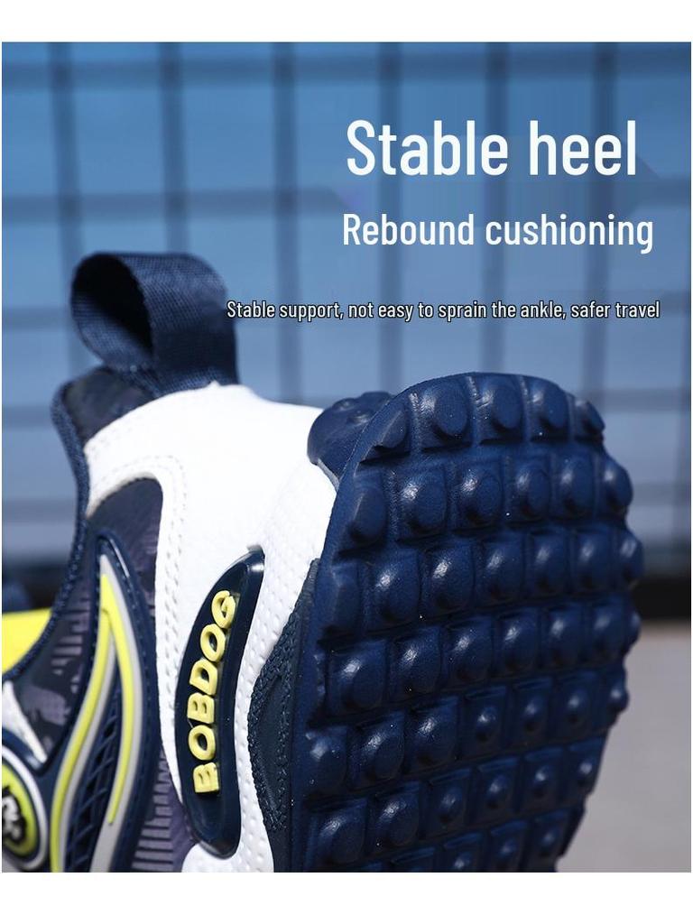 Bobodou Girls' Rotating Button Sports Shoes - 2025 Spring/Autumn Waterproof Leather Basketball Shoes for Kids