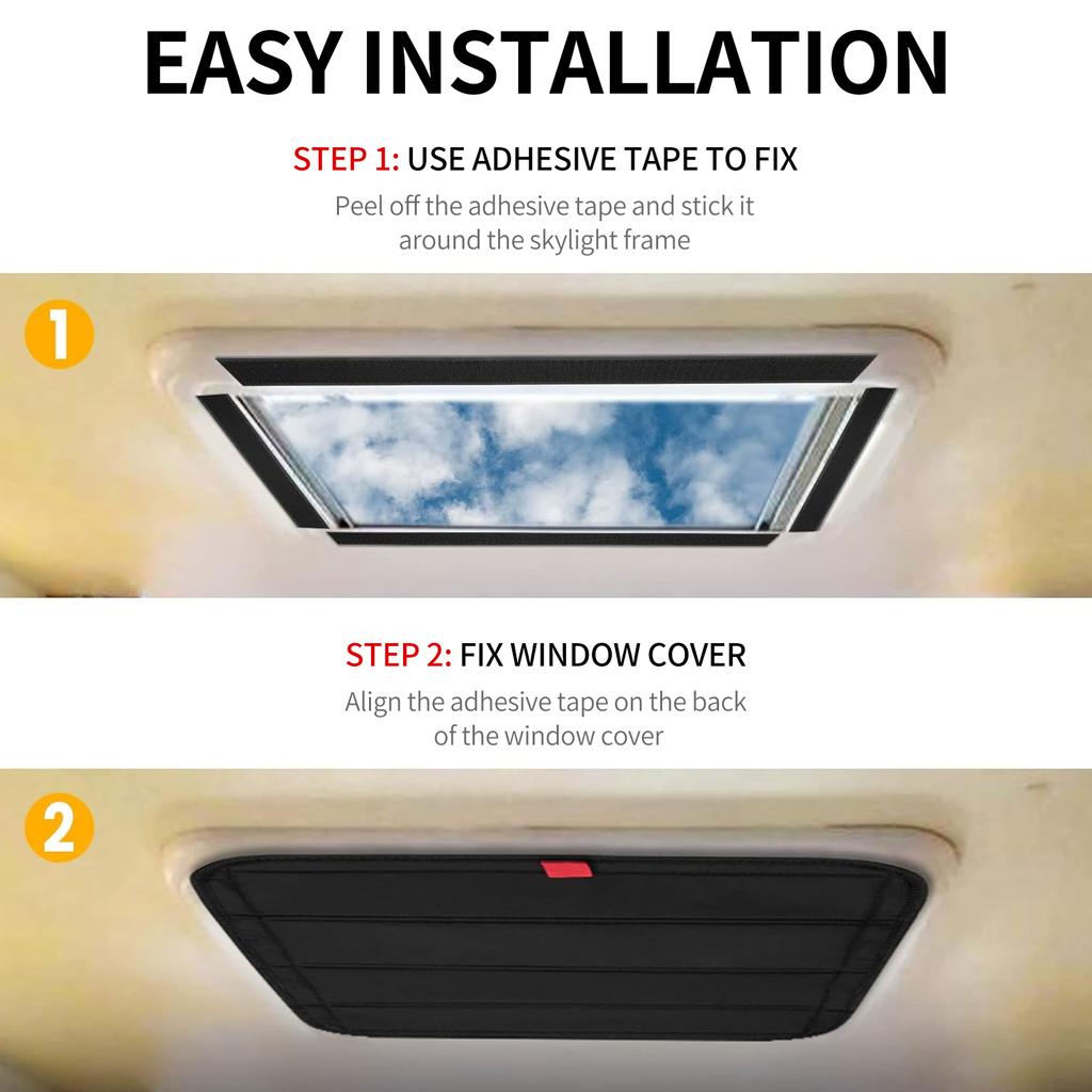 RV Window Shade, Foldable Magnetic RV Skylight Shade Cover UV Rays Protection Trailer Window Cover (16 *16 , Black)