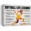 Hijie Softball Poster Canvas Wall Art for Home Bedroom Decor, Positive Baseball Life Lessons Canvas Print Painting, Gifts for Softball Lovers Women,