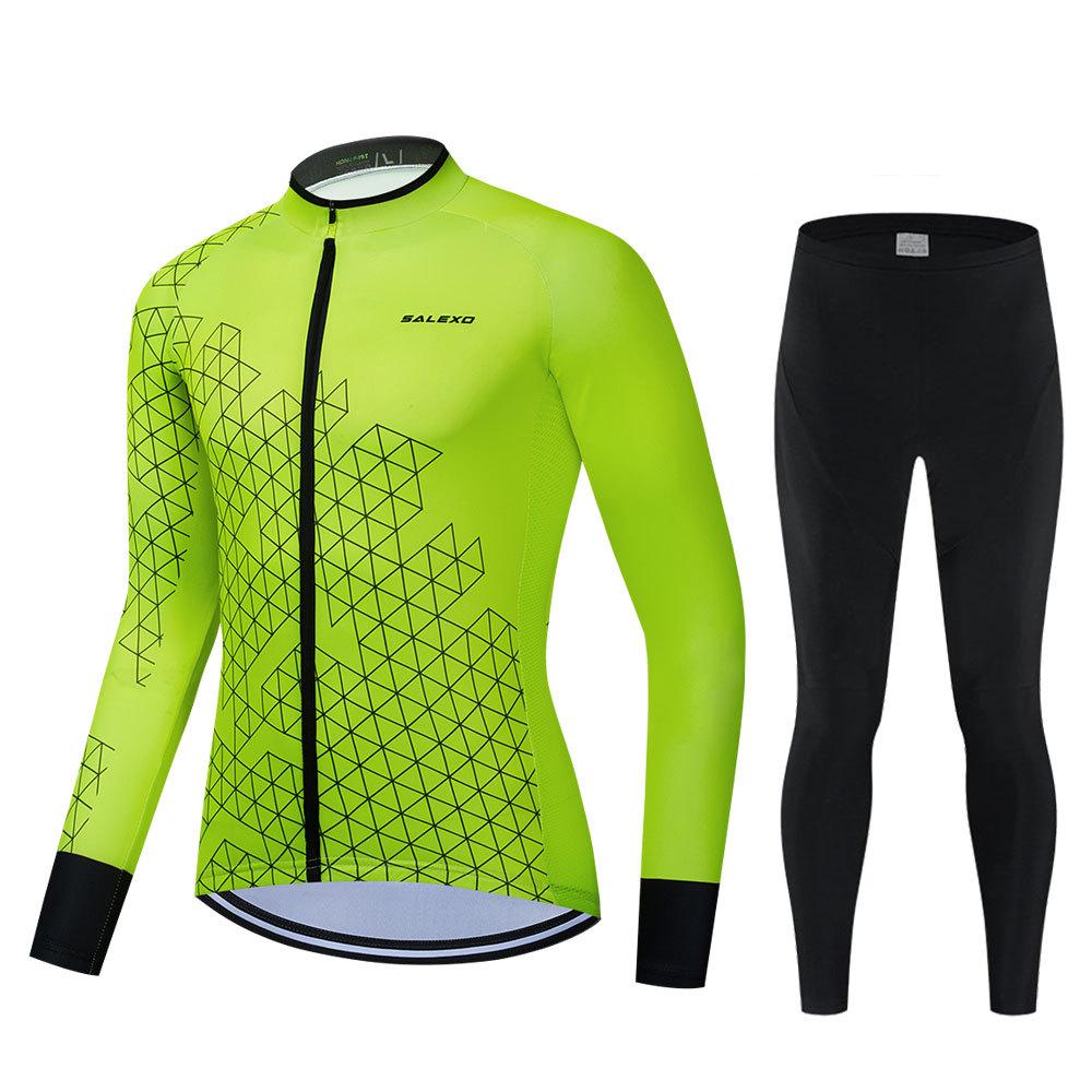2026 Spring and Autumn Team Men's Long Sleeve Cycling Suit Set Quick Drying Breathable Strap Men's Suit Cycling Suit