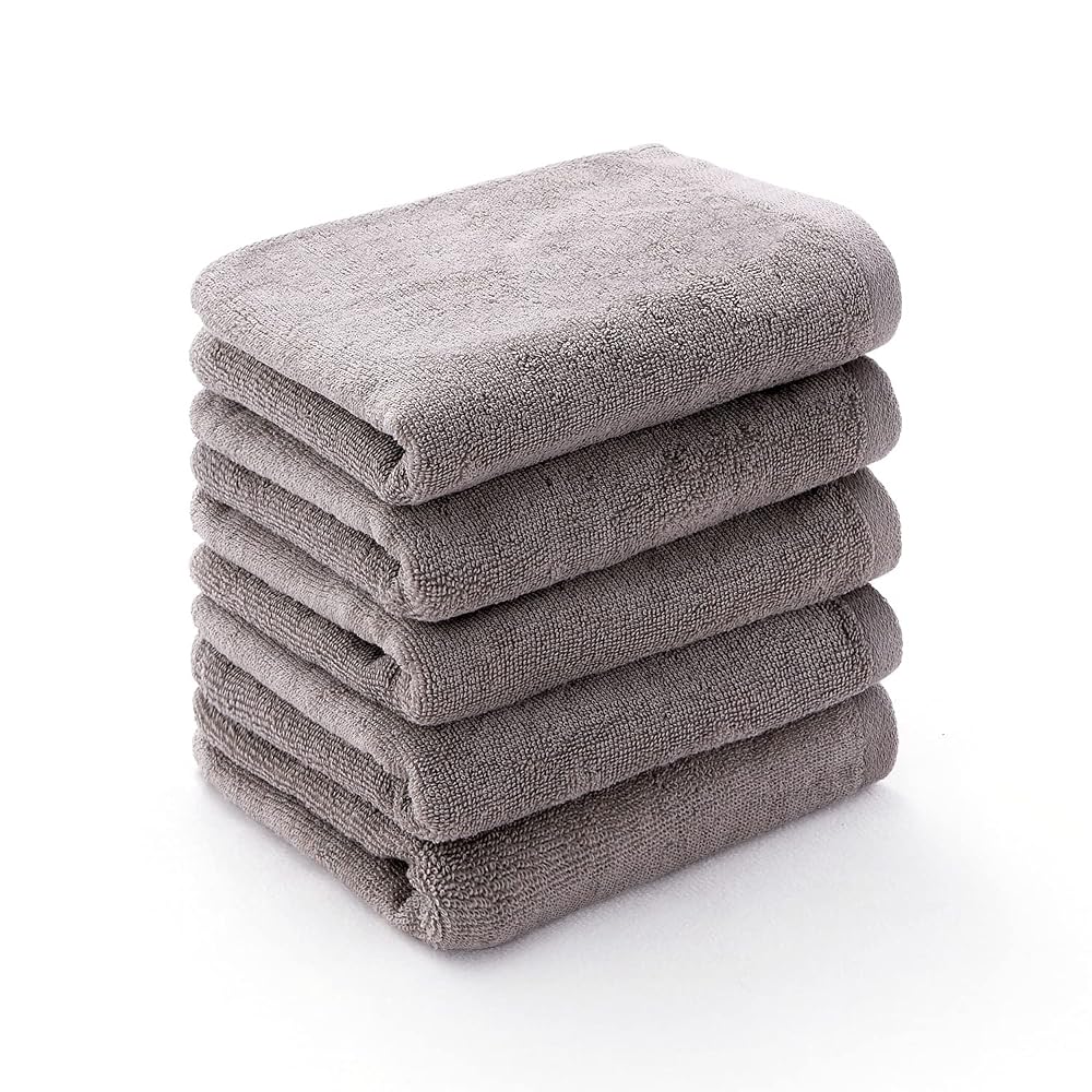 Japanese Product Towel Factory Lab "Daily" Face Towel Set of 5, 100% Cotton, Approx. 34×80cm, Gray, Quick-Dry