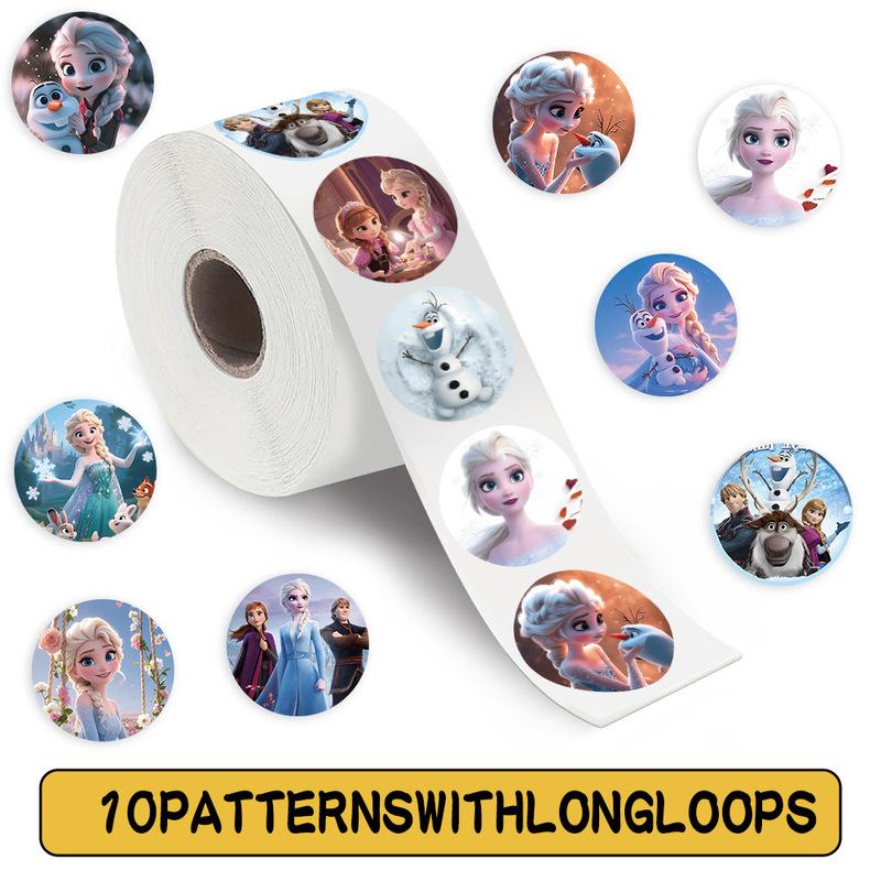 500pcs/Roll Frozen Princess Elsa Cartoon Sealing Sticker DIY PVC Laptop Decals Decoration Stiker Reward Gift Toys