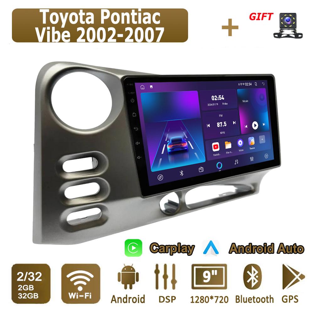 Android Carplay Car Radio For Toyota Pontiac Vibe 2002-2007 Multimedia Player Head Unit Stereo GPS Navigation BT WIFI 4+64GB