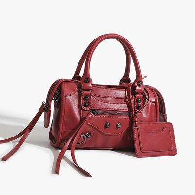 Luxury Niche Retro Design Women's Handbag Autumn Winter New Fashion Small Square Bag Rivet Decoration Motorcycle Brand Bag
