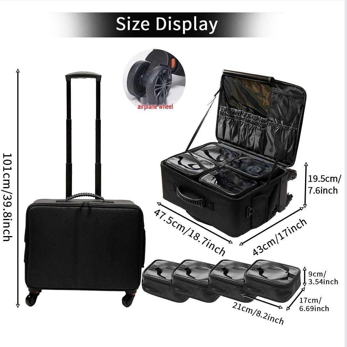 Large Capacity Waterproof Trolley Makeup Case
