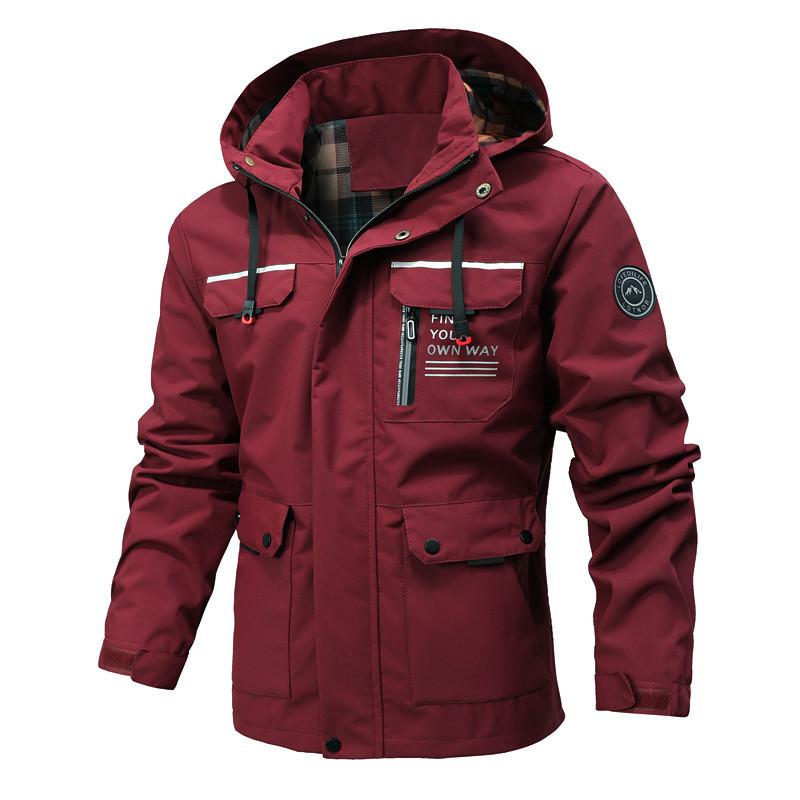 Male Spring/Fall Single-Layer Lightweight Hooded Trench Coat Youth Windproof Waterproof Outdoor Hiking Jacket